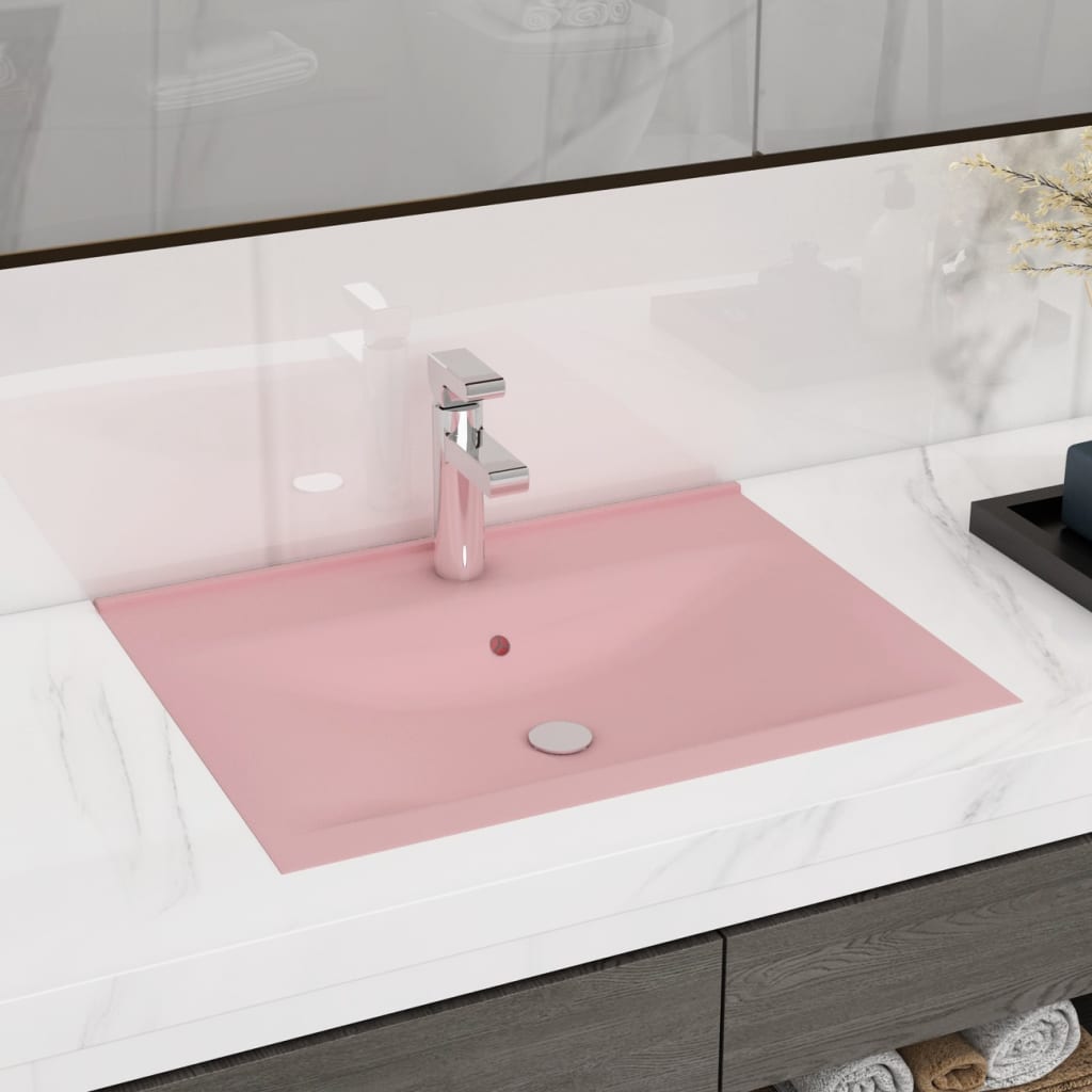 Chiuvetă baie lux orificiu robinet roz mat 60x46 cm ceramică Lando - Lando
