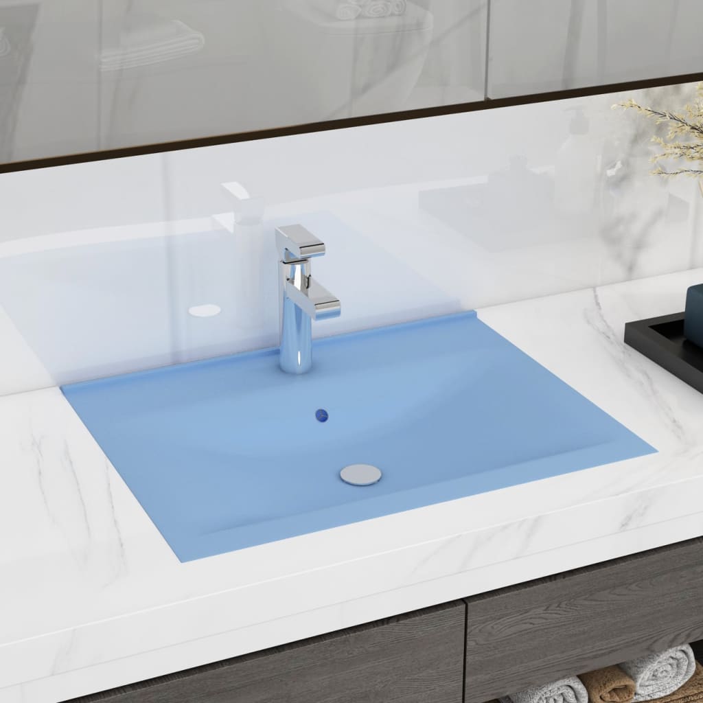Chiuvetă baie lux, orificiu robinet, bleu mat 60x46 cm ceramică Lando - Lando