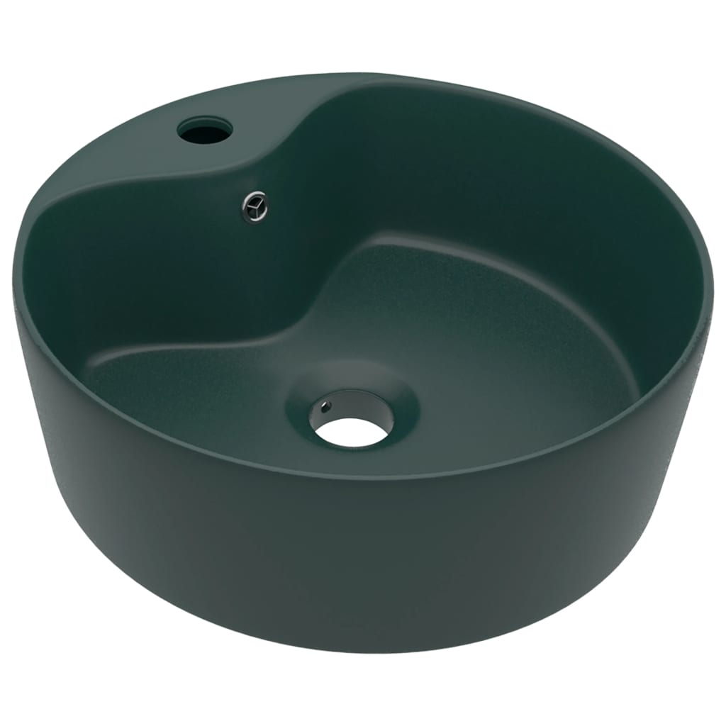 Chiuvetă de lux cu preaplin verde închis mat 36x13 cm ceramică Lando - Lando