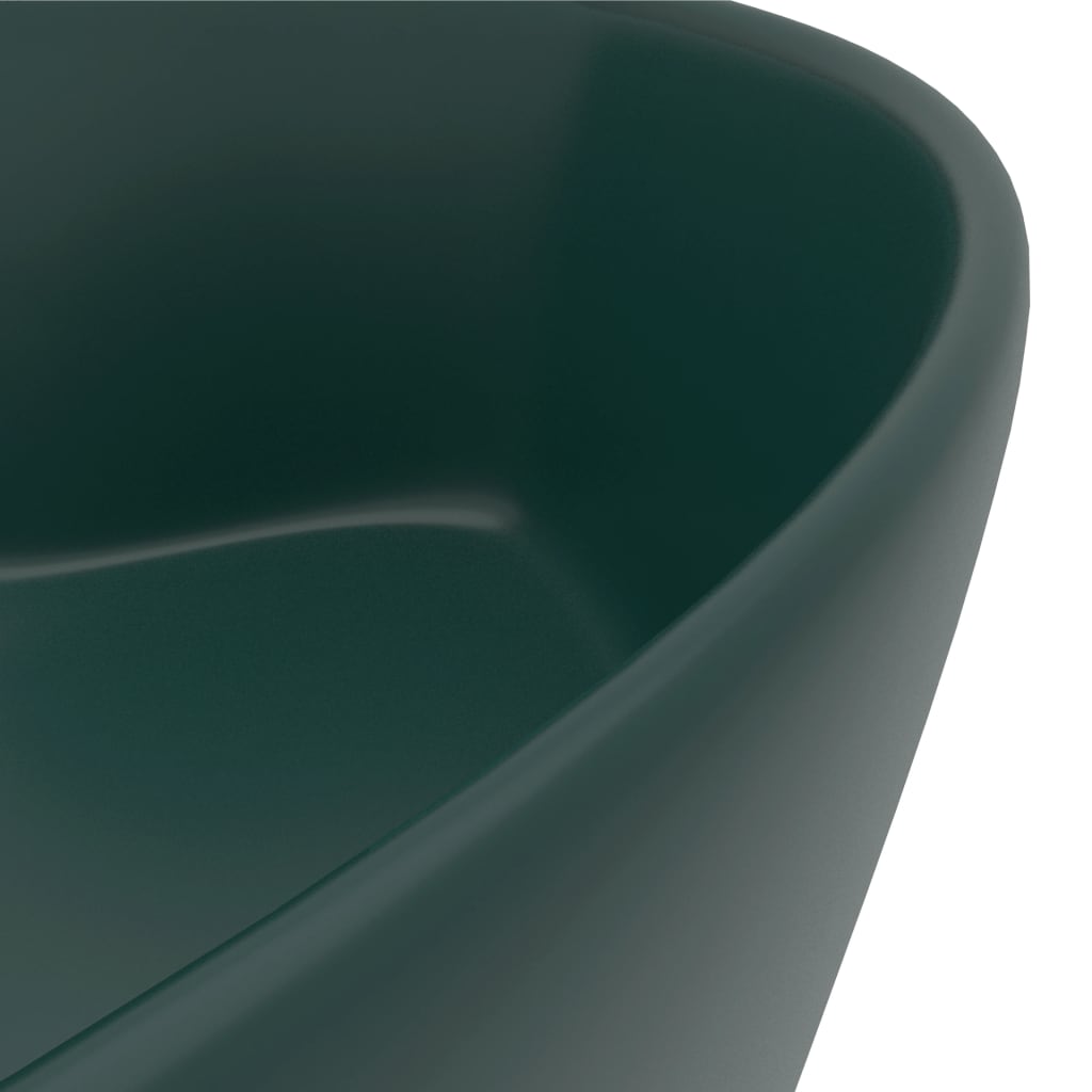 Chiuvetă de lux cu preaplin verde închis mat 36x13 cm ceramică Lando - Lando