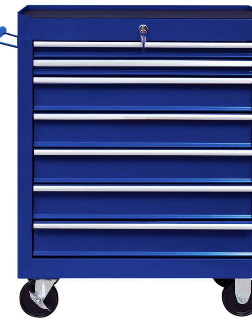 Загрузите изображение в средство просмотра галереи, Cărucior de scule pentru atelier cu 7 sertare, albastru Lando - Lando
