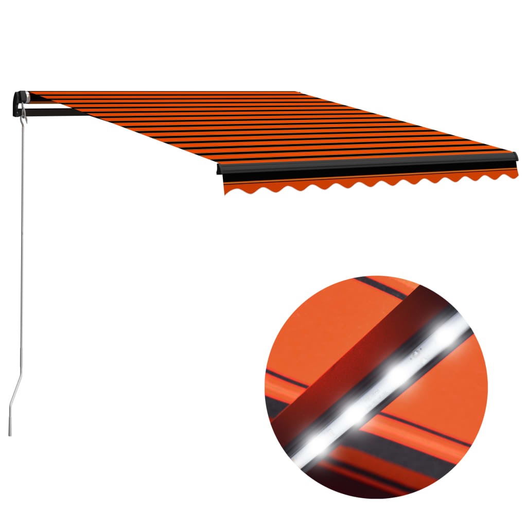 Copertină retractabilă manual LED, portocaliu/maro, 350x250 cm Lando - Lando