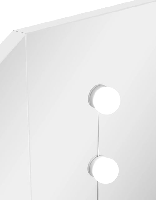Загрузите изображение в средство просмотра галереи, Masă pentru machiaj de colț cu lumini LED, alb - Lando
