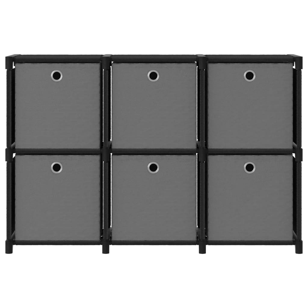 Raft expunere, 6 cuburi + cutii, negru, 103x30x72,5 cm, textil Lando - Lando