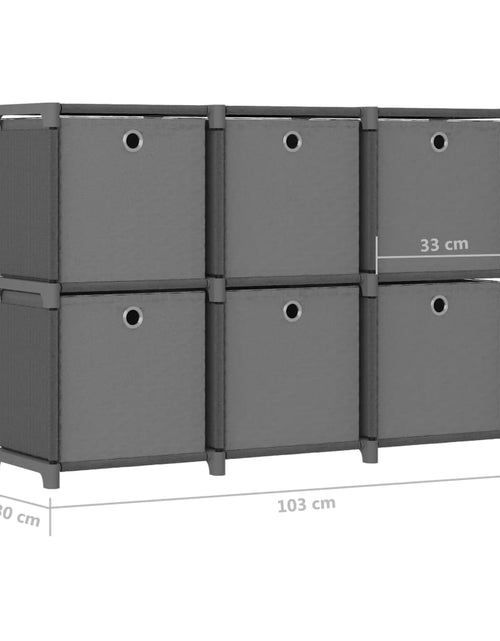 Загрузите изображение в средство просмотра галереи, Raft expunere, 6 cuburi + cutii, gri, 103x30x72,5 cm, textil Lando - Lando
