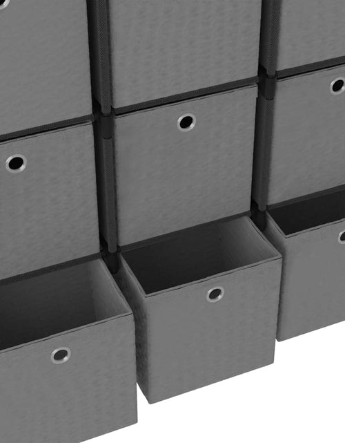 Încărcați imaginea în vizualizatorul Galerie, Raft 9 cuburi cu cutii, negru, 103x30x107,5 cm, material textil Lando - Lando
