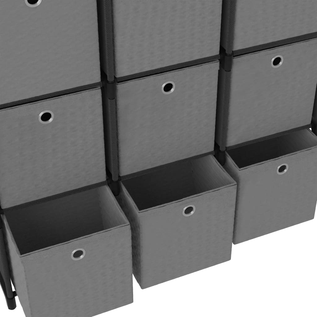 Raft 9 cuburi cu cutii, negru, 103x30x107,5 cm, material textil Lando - Lando
