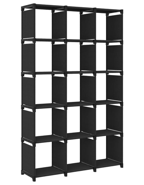 Încărcați imaginea în vizualizatorul Galerie, Raft expunere, 15 cuburi, negru, 103x30x175,5 cm, textil Lando - Lando
