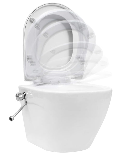 Загрузите изображение в средство просмотра галереи, Vas de toaletă suspendat cu rezervor încastrat, alb, ceramică - Lando
