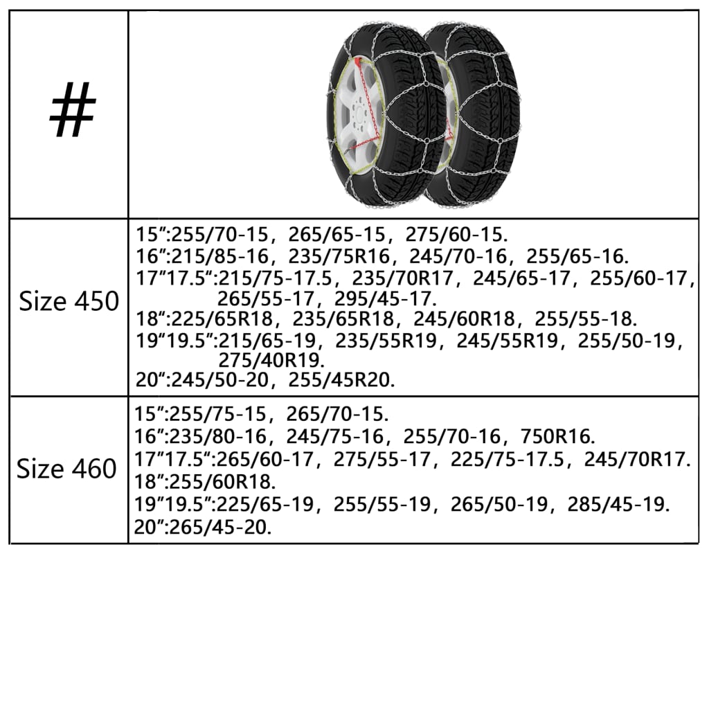 Lanțuri antiderapante zăpadă auto, 2 buc., SUV 4x4, 16 mm, 450 - Lando