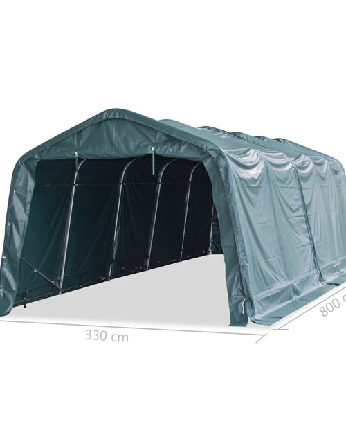 Încărcați imaginea în vizualizatorul Galerie, Cort de animale detașabil verde închis 3,3x8 m PVC 550g/m² Lando - Lando
