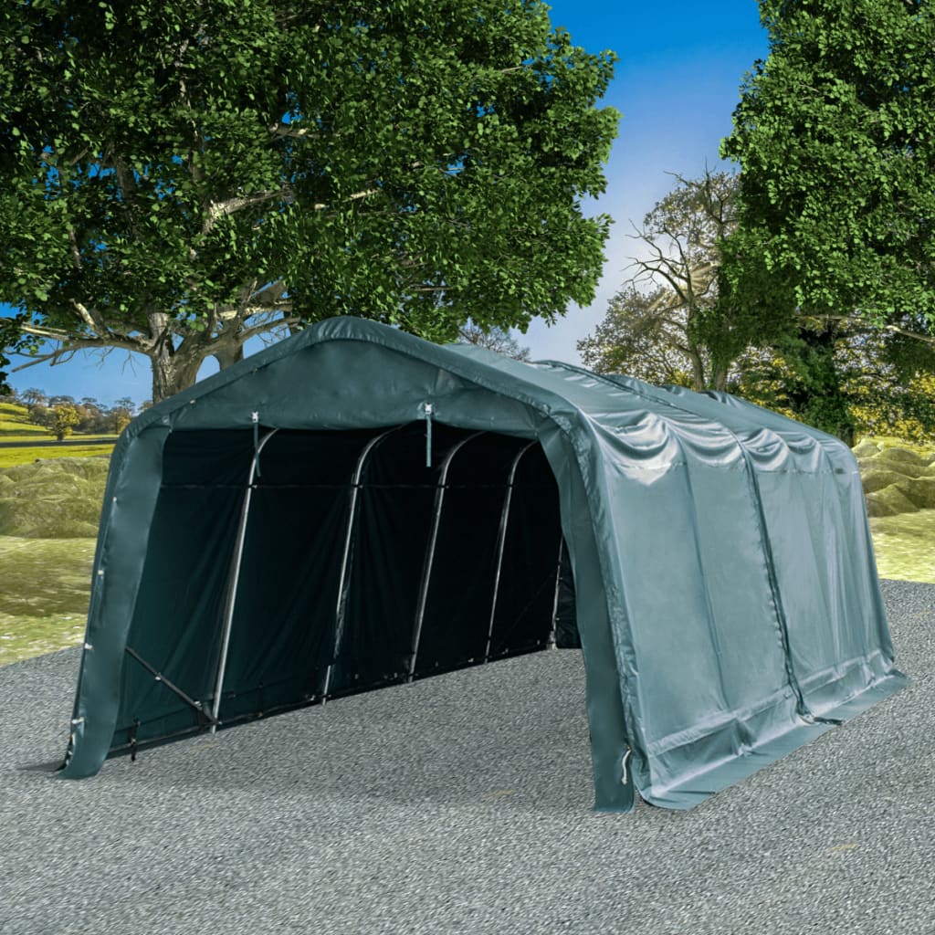 Cort de animale detașabil verde închis 3,3x8 m PVC 550g/m² Lando - Lando