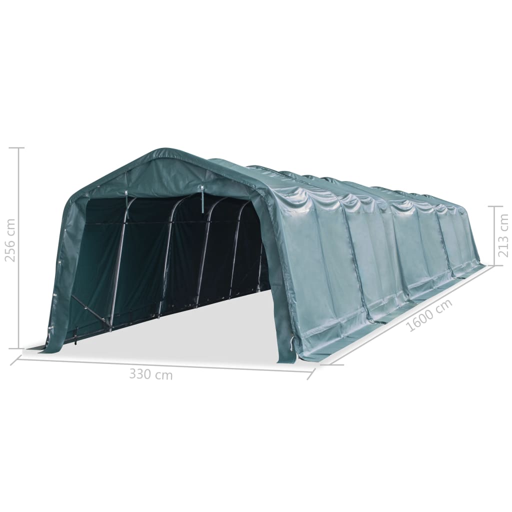 Cort mobil pentru animale verde închis 3,3x16 m PVC 550 g/m² Lando - Lando