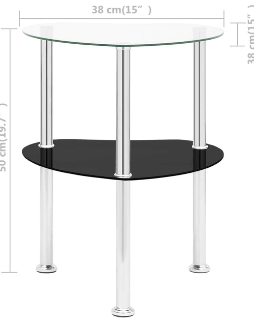 Загрузите изображение в средство просмотра галереи, Masă laterală 2 niveluri transparent/negru 38x38x50 cm sticlă - Lando
