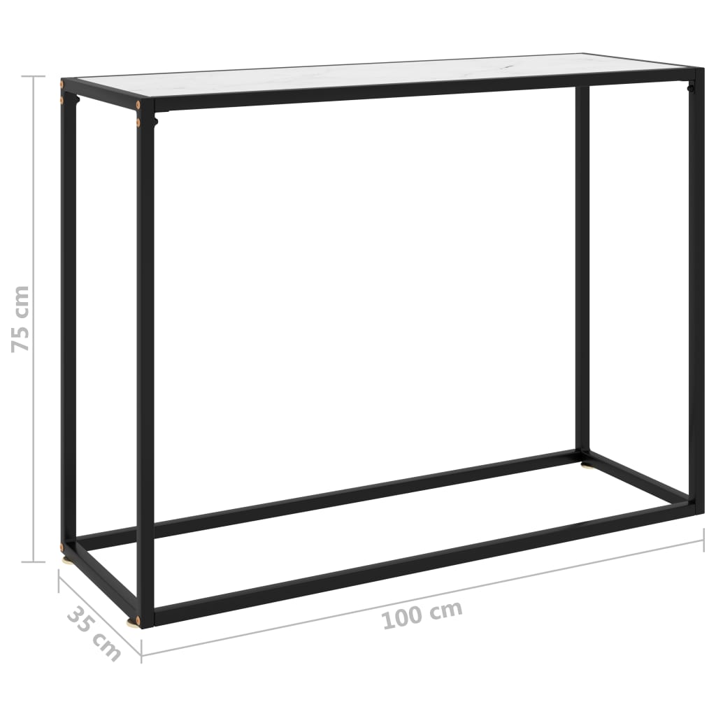 Masă consolă, alb, 100x35x75 cm, sticlă securizată Lando - Lando