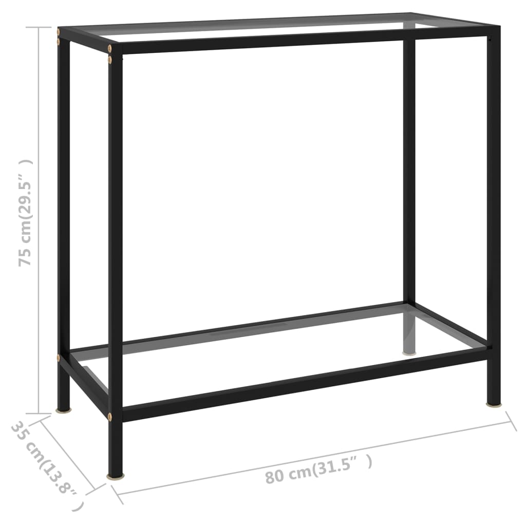 Masă consolă, transparent, 80 x 35 x 75 cm, sticlă securizată - Lando