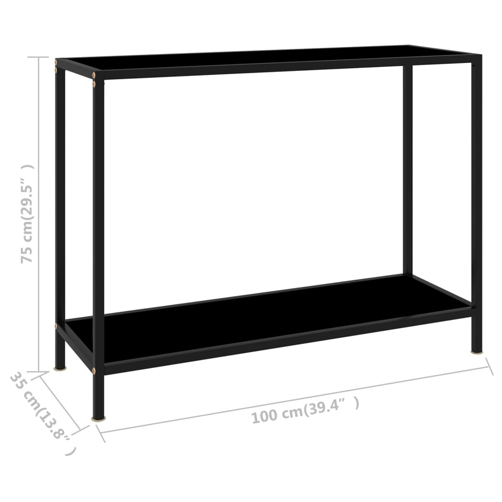 Masă consolă, negru, 100 x 35 x 75 cm, sticlă securizată - Lando