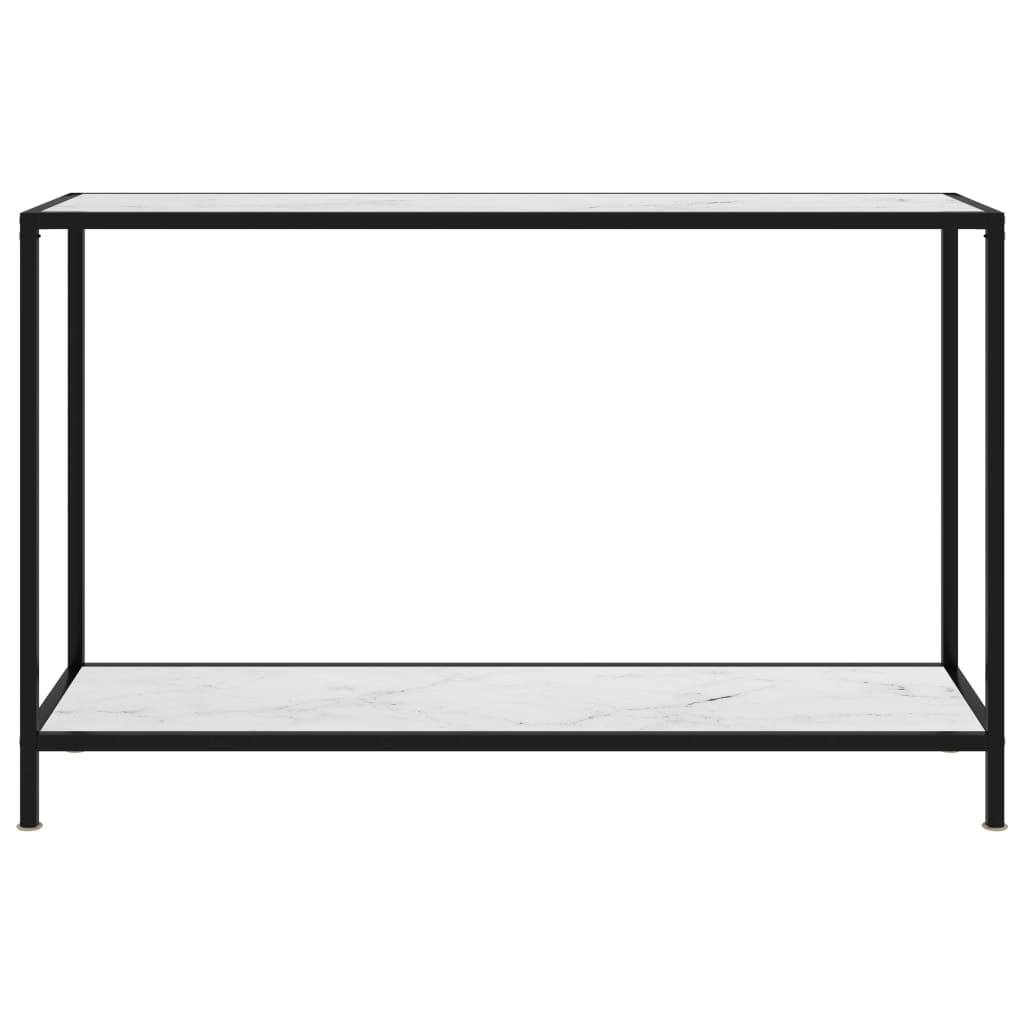 Masă consolă, alb, 120 x 35 x 75 cm, sticlă securizată - Lando