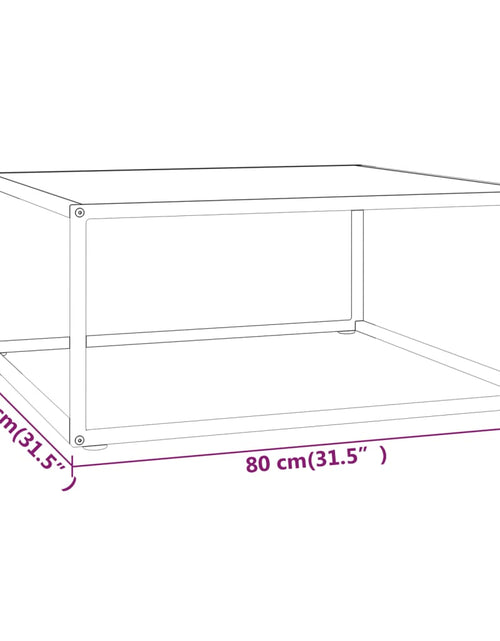 Загрузите изображение в средство просмотра галереи, Măsuță de cafea, neagră cu sticlă albă marmorată, 80x80x35 cm Lando - Lando

