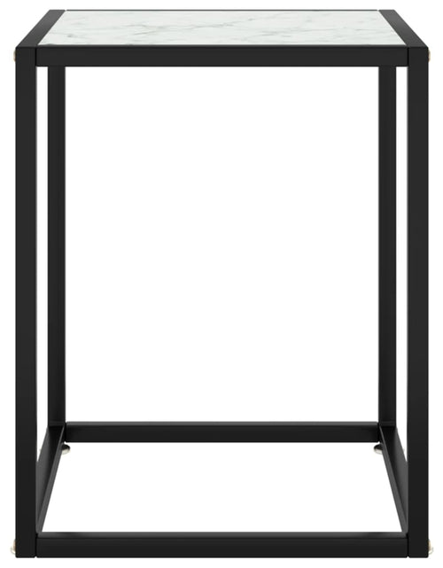 Загрузите изображение в средство просмотра галереи, Măsuță de cafea, neagră cu sticlă albă marmorată, 40x40x50 cm Lando - Lando

