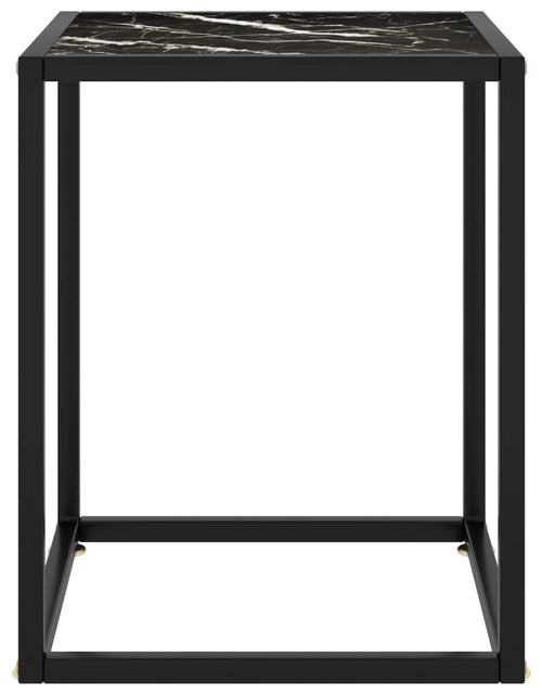 Загрузите изображение в средство просмотра галереи, Măsuță de cafea, negru, cu sticlă neagră marmorată, 40x40x50 cm Lando - Lando
