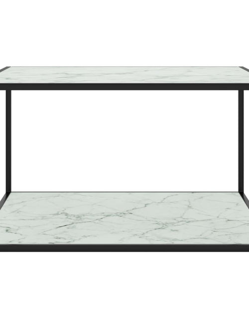 Încărcați imaginea în vizualizatorul Galerie, Măsuță de cafea, negru, cu sticlă albă marmorată, 90x90x50 cm Lando - Lando
