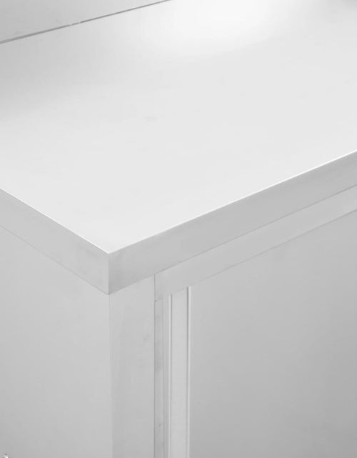 Încărcați imaginea în vizualizatorul Galerie, Mese lucru uși glisante 2 buc. 200x50x(95-97)cm oțel inoxidabil - Lando
