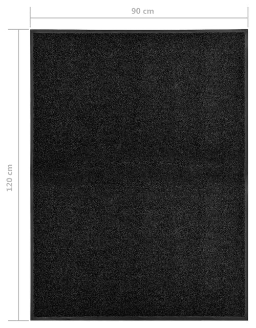 Загрузите изображение в средство просмотра галереи, Covoraș de ușă lavabil, negru, 90 x 120 cm Lando - Lando
