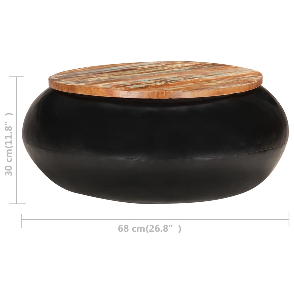 Măsuță de cafea, negru, 68x68x30 cm, lemn masiv reciclat Lando - Lando