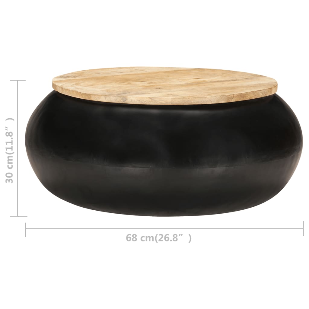 Măsuță de cafea, negru, 68 x 68 x 30 cm, lemn masiv de mango Lando - Lando