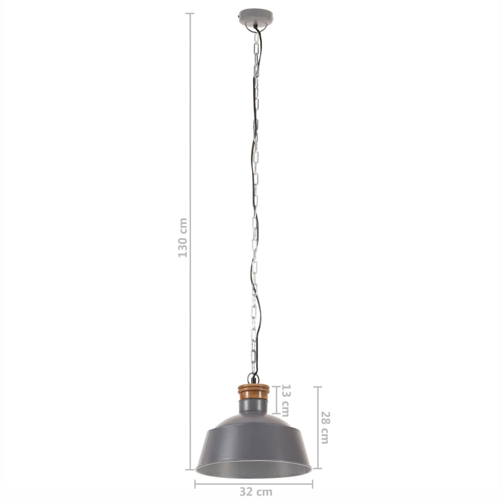 Lampă suspendată industrială, gri, 32 cm, E27 Lando - Lando