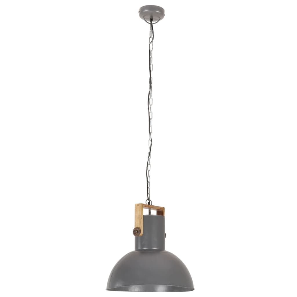 Lampă suspendată industrială, 25 W, gri, 52 cm, mango E27, rotund Lando - Lando