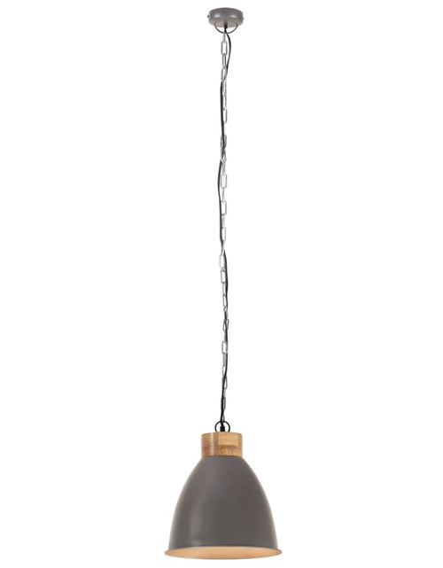 Încărcați imaginea în vizualizatorul Galerie, Lampă suspendată industrială, gri, 35 cm, lemn masiv&amp;fier, E27 Lando - Lando
