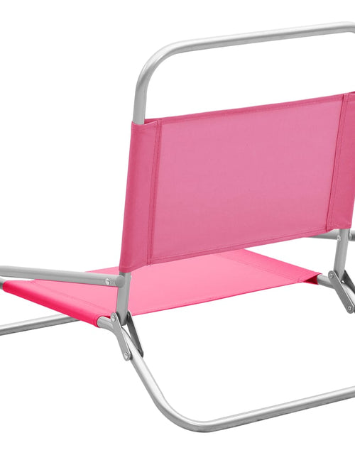 Încărcați imaginea în vizualizatorul Galerie, Scaune de plajă pliante, 2 buc., roz, material textil - Lando
