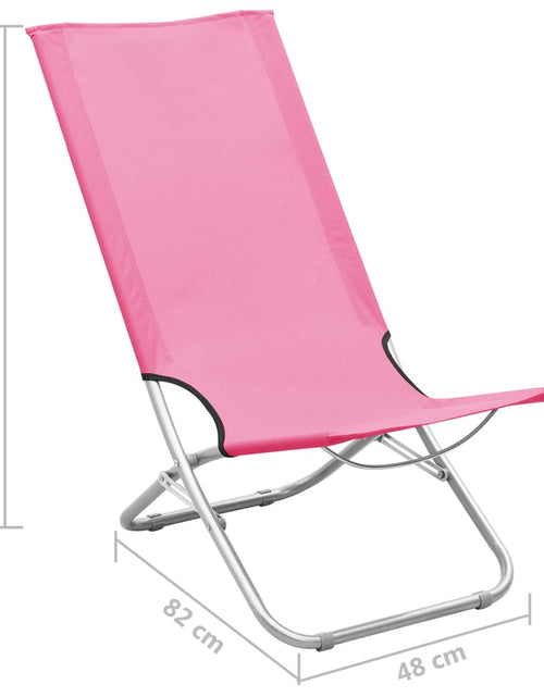 Încărcați imaginea în vizualizatorul Galerie, Scaune de plajă pliante, 2 buc., roz, material textil - Lando
