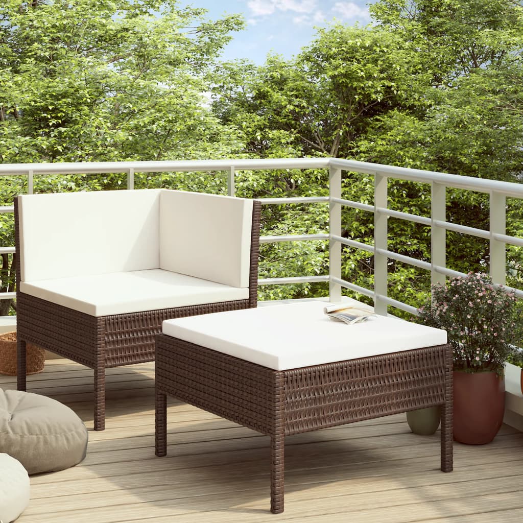 Set mobilier relaxare grădină cu perne 2 piese maro poliratan - Lando
