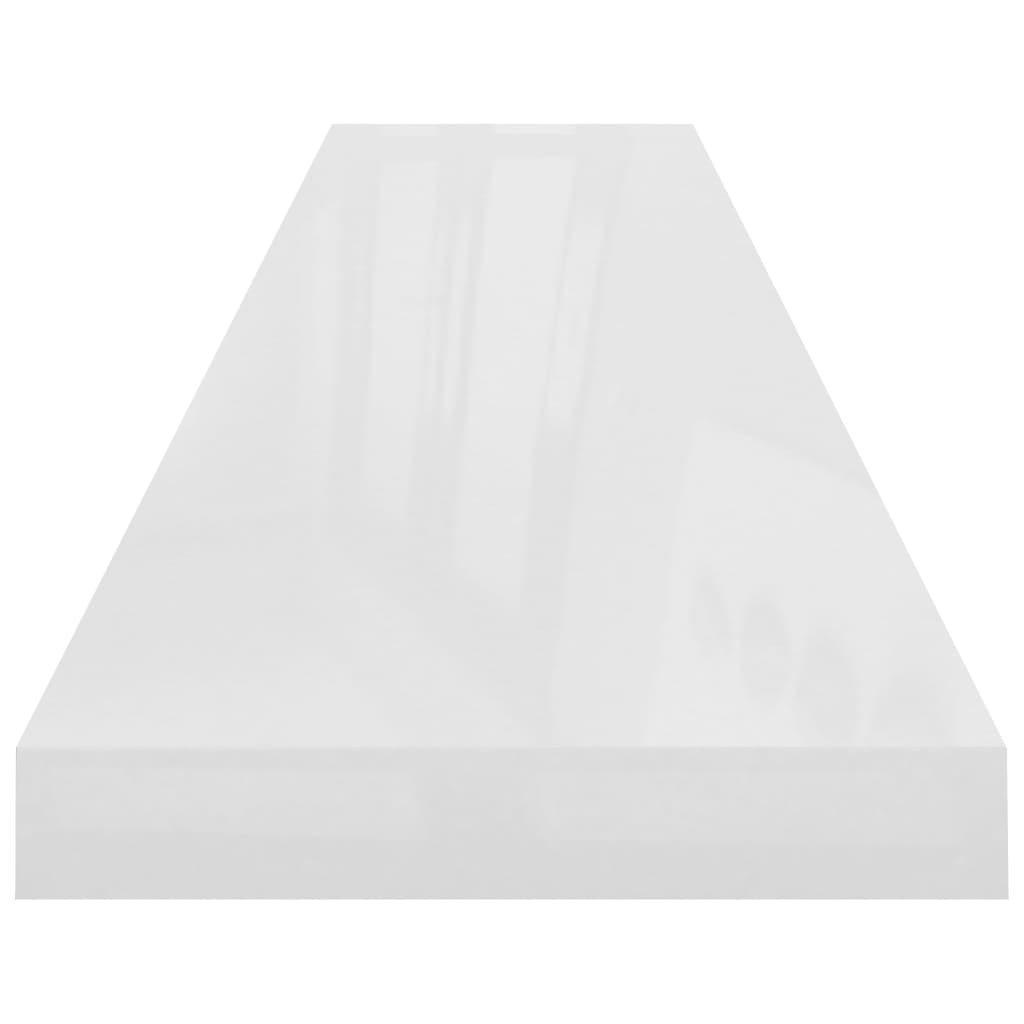 Raft de perete suspendat, alb extralucios, 120x23,5x3,8 cm, MDF Lando - Lando