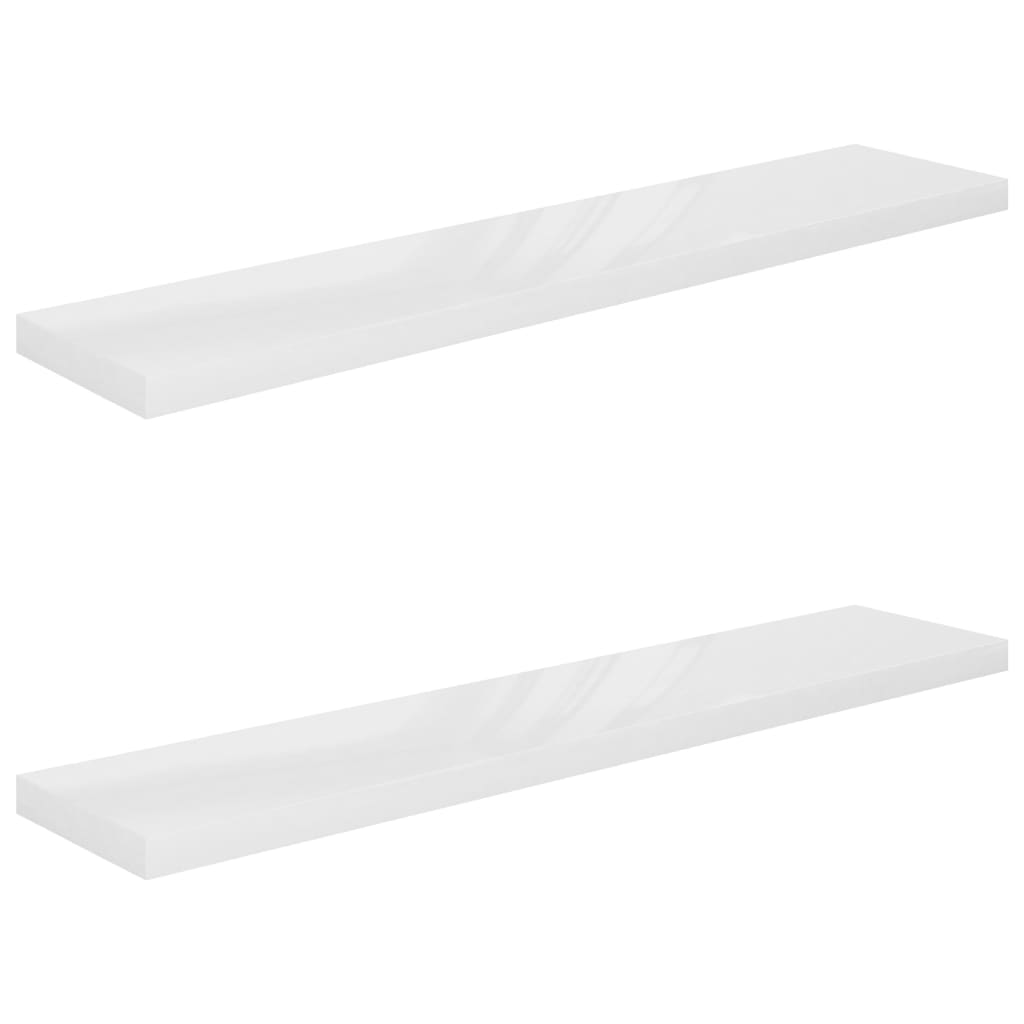 Lando-Rafturi de perete, 2 buc., alb extralucios, 120x23,5x3,8 cm MDF.- lando.md