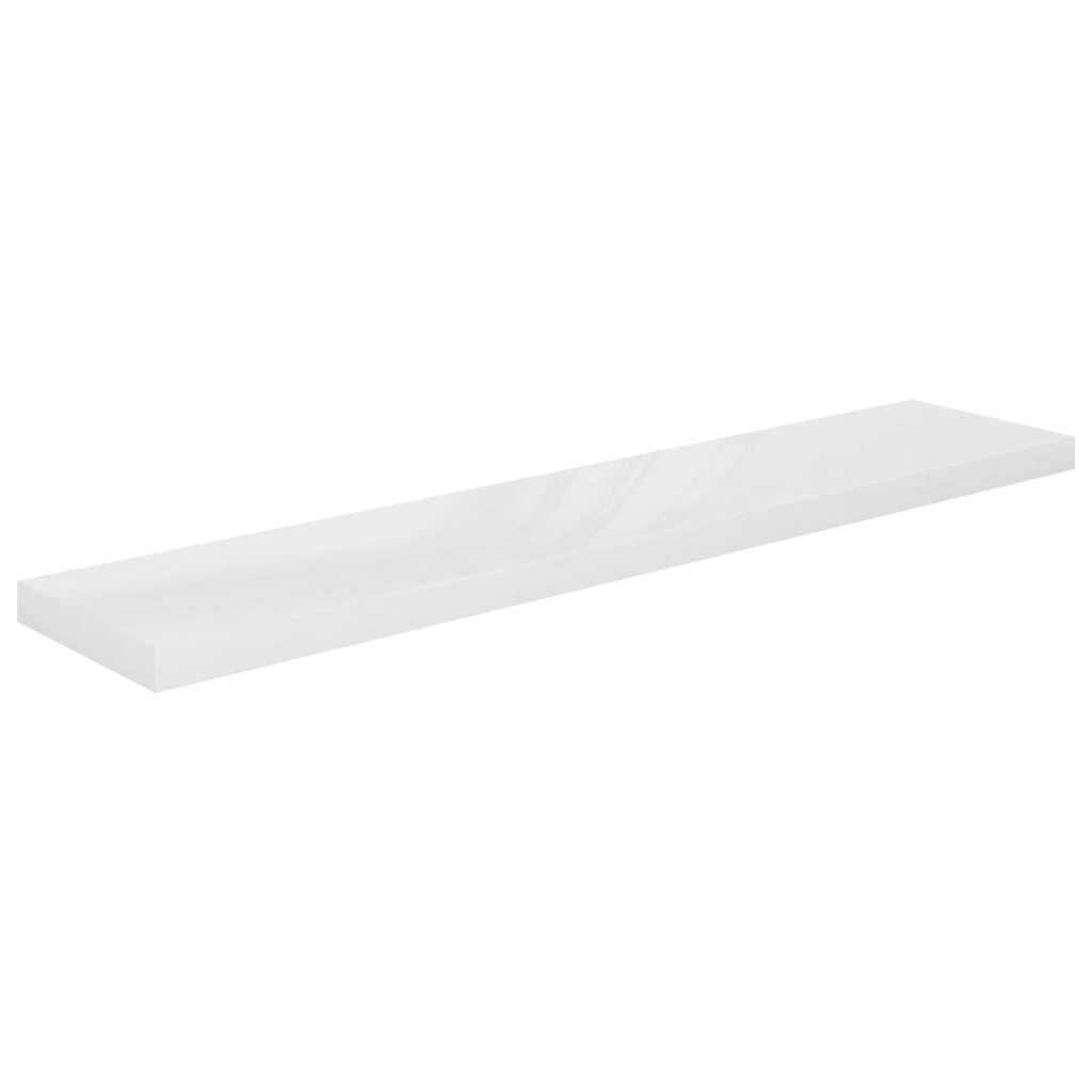 Lando-Rafturi de perete, 2 buc., alb extralucios, 120x23,5x3,8 cm MDF.- lando.md