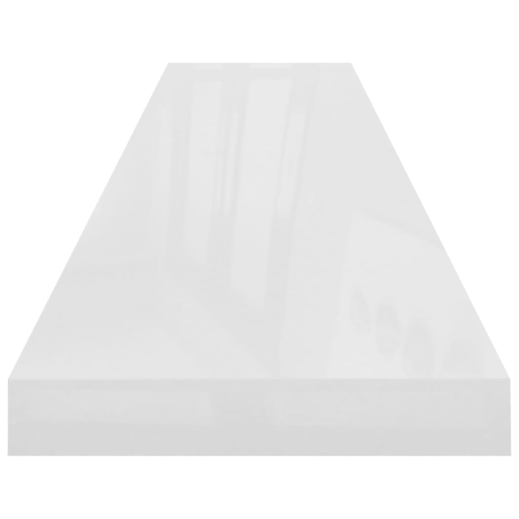 Lando-Rafturi de perete, 2 buc., alb extralucios, 120x23,5x3,8 cm MDF.- lando.md