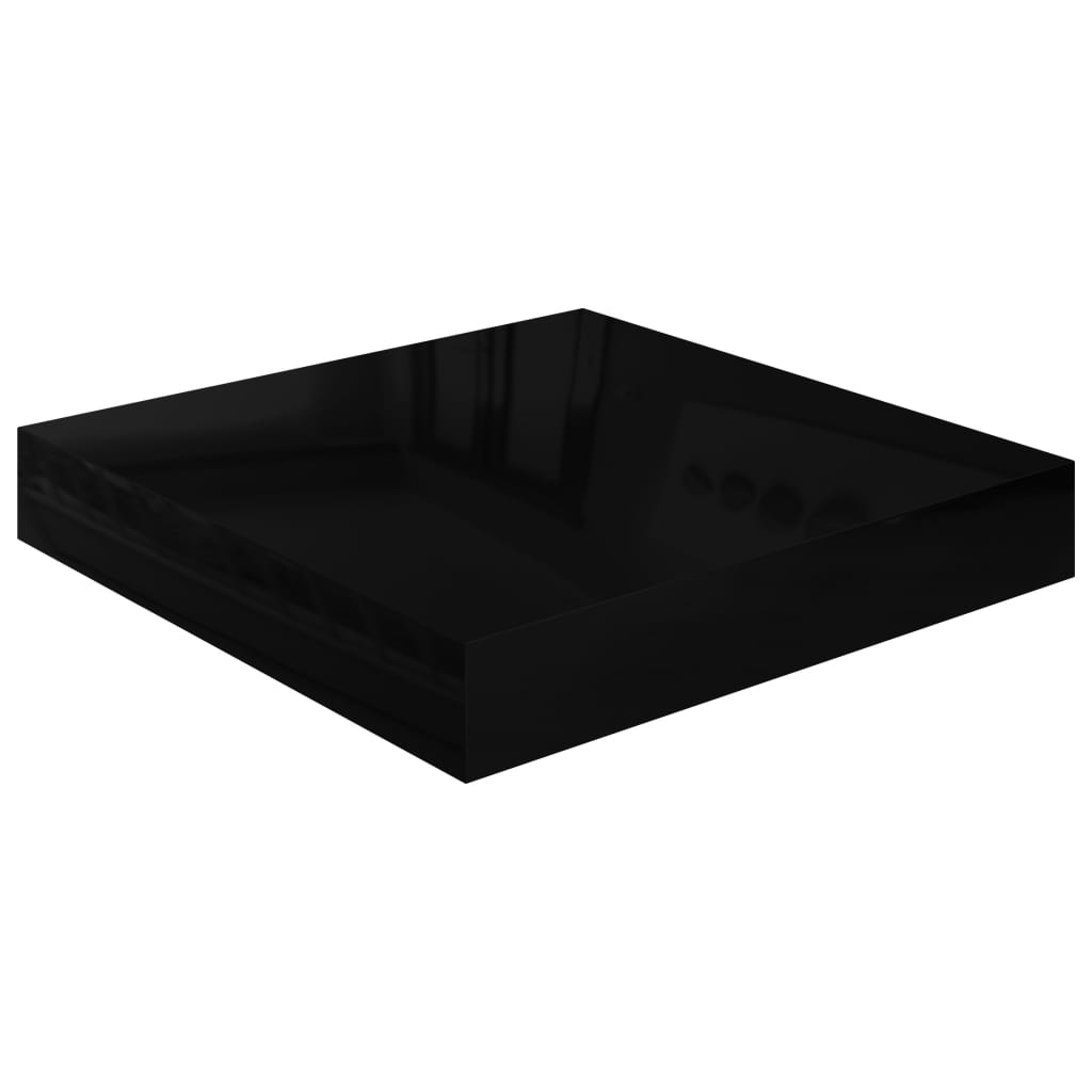 Rafturi de perete 2 buc. negru extralucios 23x23,5x3,8 cm, MDF Lando - Lando