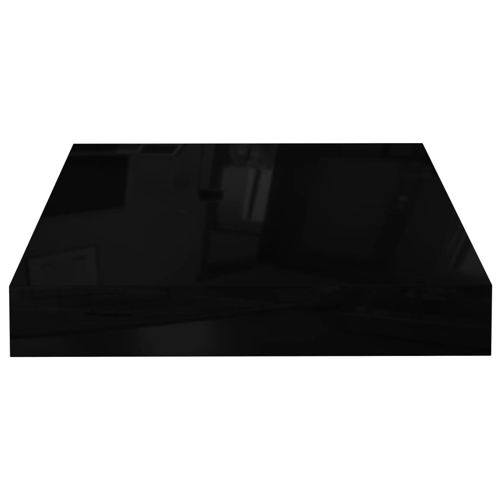 Rafturi de perete 2 buc. negru extralucios 23x23,5x3,8 cm, MDF Lando - Lando