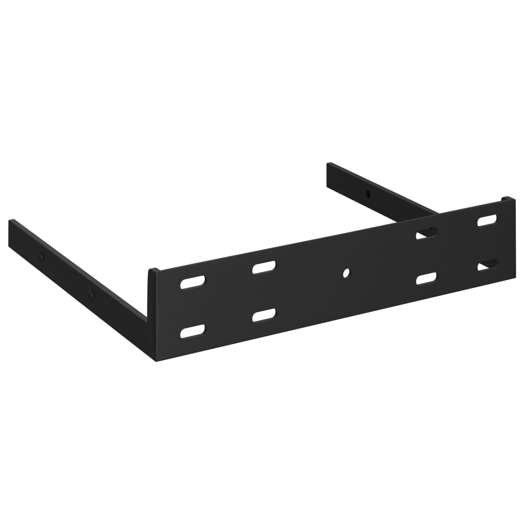 Rafturi de perete 2 buc. negru extralucios 23x23,5x3,8 cm, MDF Lando - Lando