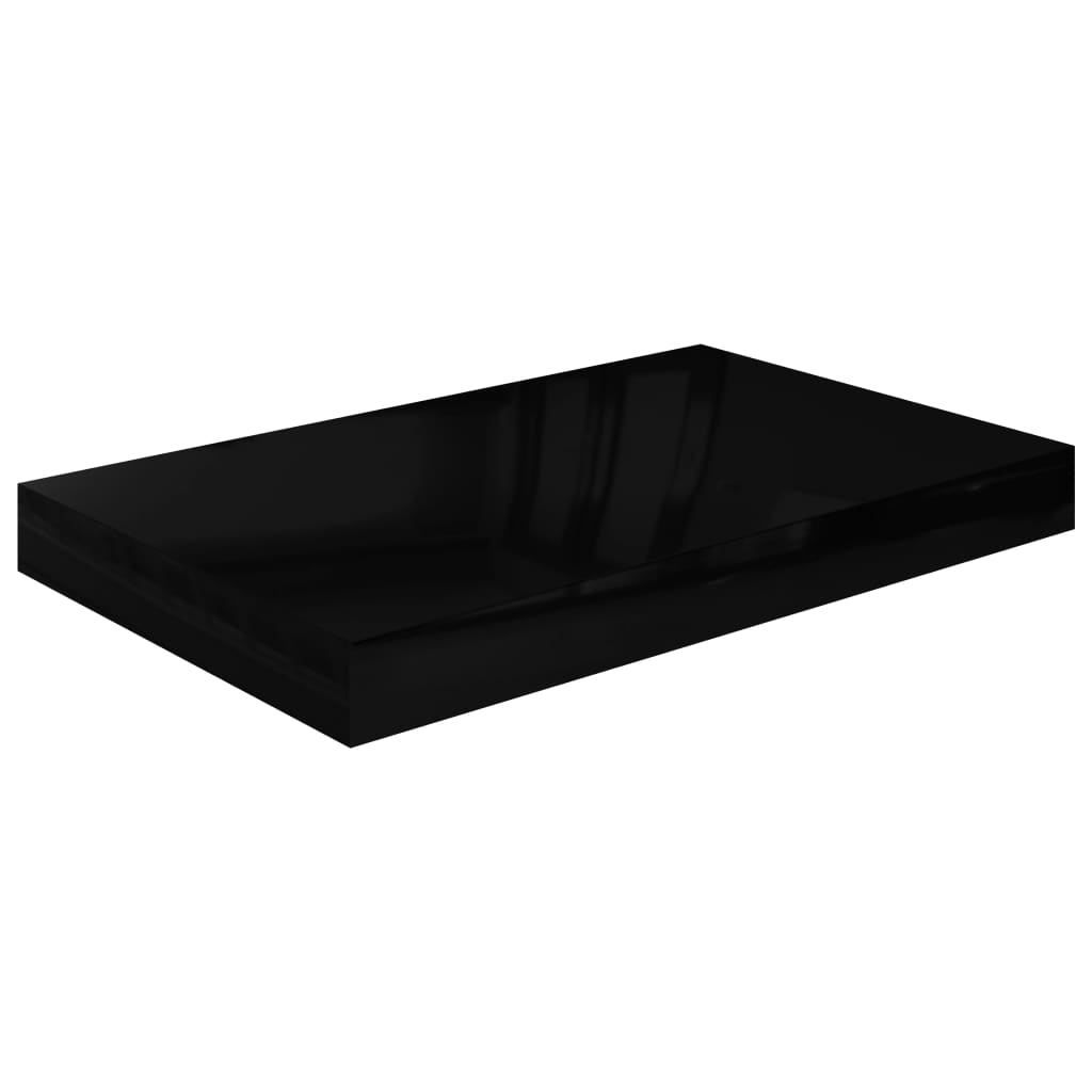 Rafturi de perete, 2 buc., negru extralucios, 40x23x3,8 cm, MDF Lando - Lando