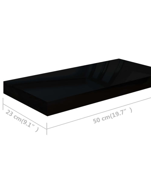 Загрузите изображение в средство просмотра галереи, Raft de perete suspendat, negru extralucios, 50x23x3,8 cm, MDF Lando - Lando
