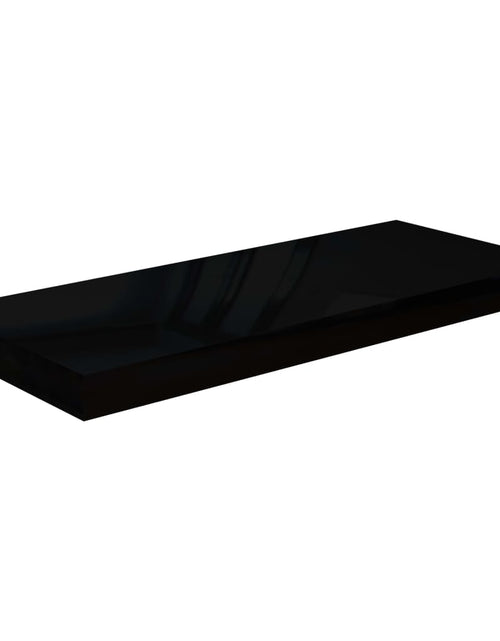 Încărcați imaginea în vizualizatorul Galerie, Raft de perete suspendat negru extralucios, 60x23,5x3,8 cm, MDF Lando - Lando

