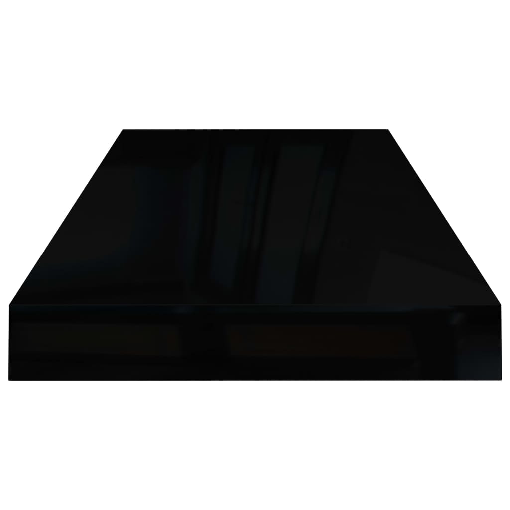 Raft de perete suspendat negru extralucios, 60x23,5x3,8 cm, MDF Lando - Lando