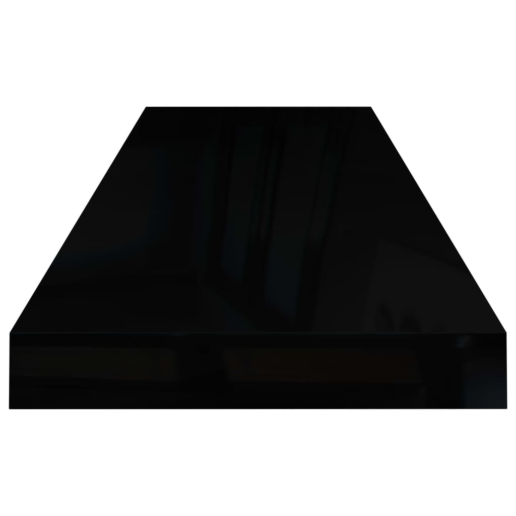 Raft de perete suspendat negru extralucios, 80x23,5x3,8 cm, MDF Lando - Lando