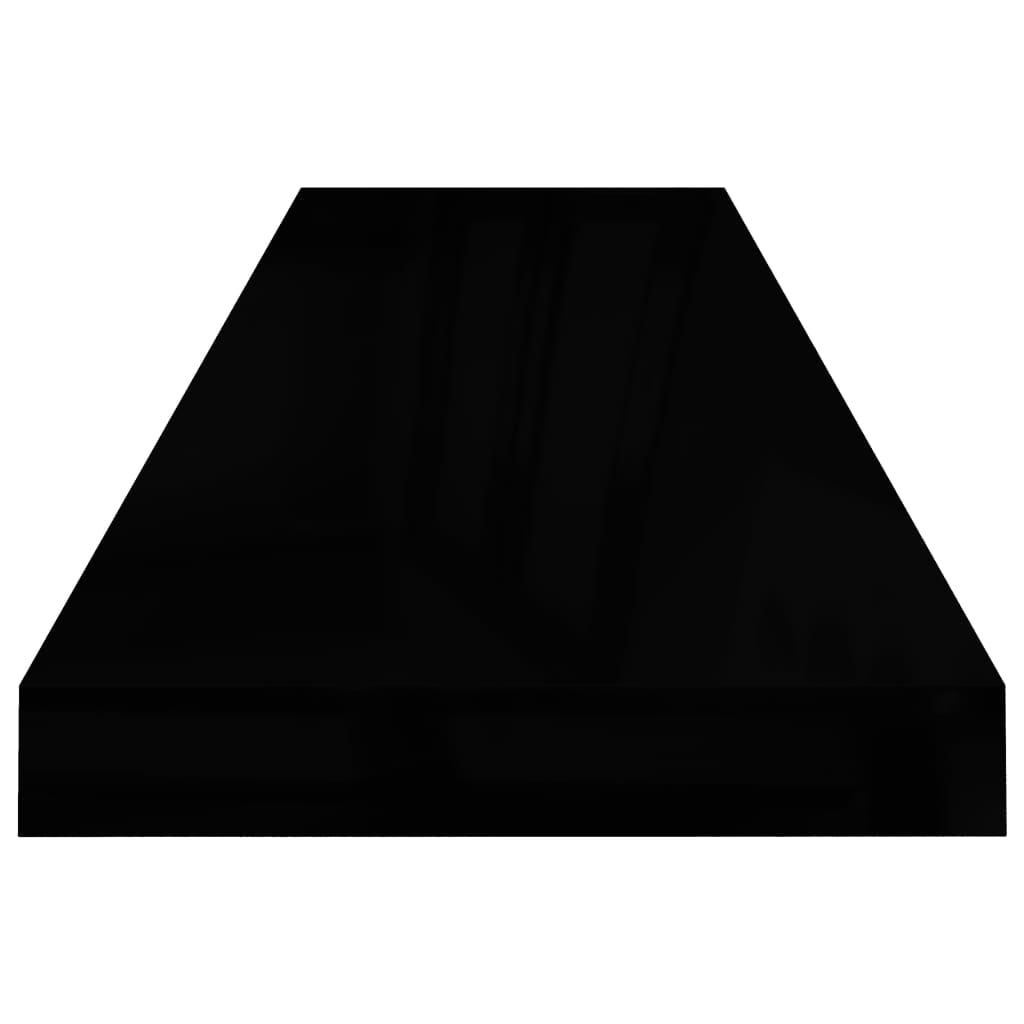 Raft perete suspendat, negru extralucios, 90x23,5x3,8 cm, MDF Lando - Lando