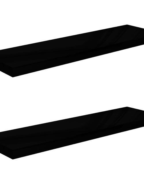 Încărcați imaginea în vizualizatorul Galerie, Rafturi de perete, 2 buc., negru extralucios 90x23,5x3,8 cm MDF Lando - Lando
